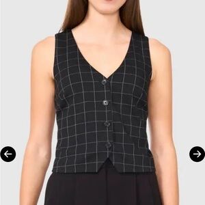Halogen Black Checkered Button-Up Vest - NWT